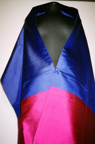 Scarf with pockets blue-fuchsia