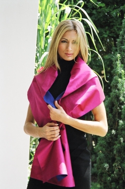 2-type Silk scarf fuchsia/blue