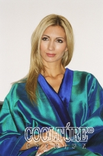 XXL Unique turnable kimono, aqua- and sepiablue