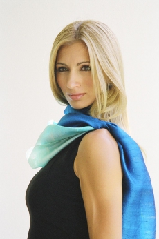 Silk scarf multi-colour 3c ocean blue - turquoise - light blue
