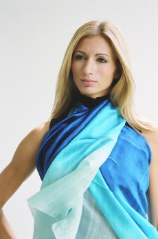 Silk scarf multi-colour 3c ocean blue - turquoise - light blue