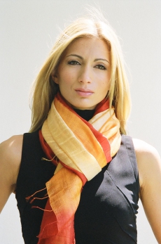 Silk scarf multi-colour 3c siennared - orange - champagner