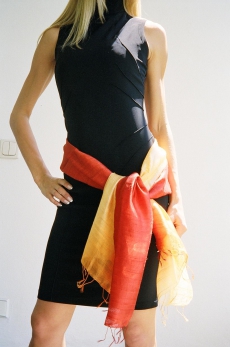 Silk scarf multi-colour 3c siennared - orange - champagner