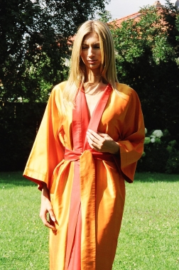 Unique turnable kimono, orange and new red