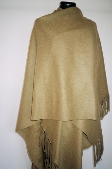 Poncho cape of fleece, green melange