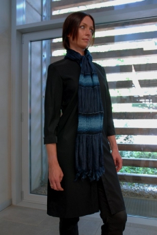 chenille silk scarf, night blue