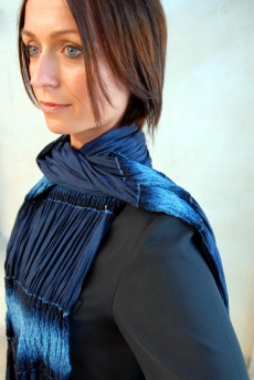 chenille silk scarf, night blue
