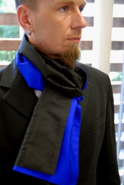 2-type Silk scarf royalblue-black
