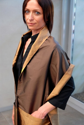 Scarf with pockets brown-messing