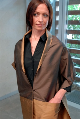Scarf with pockets brown-messing