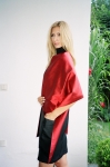 Scarf with pockets ruby red - black