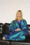 XXL Unique turnable kimono, aqua- and sepiablue