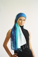 Silk scarf multi-colour 3c ocean blue - turquoise - light blue