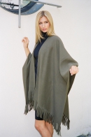 Poncho cape of fleece, green
