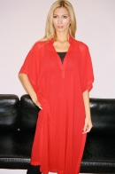 Poncho cape of chiffon, red