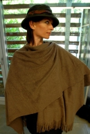 Poncho cape of fleece, green melange