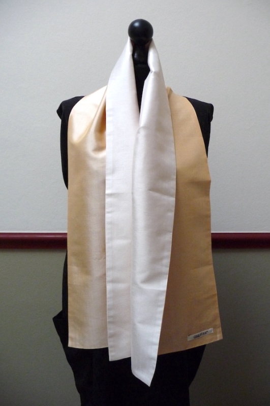 2-type Seidenschal, weiß/creme