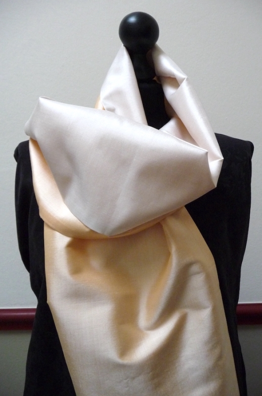 2-type Seidenschal, weiß/creme