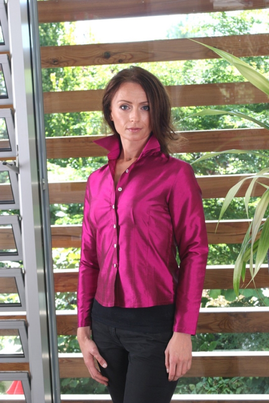 Seidenbluse glatt fuchsia LA
